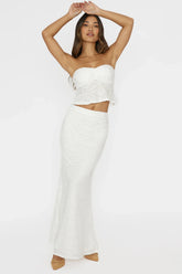 Chat Me Up Embellished Maxi Skirt White