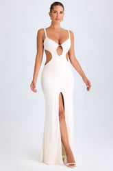 Ruffle-Appliqu¨¦ Cut-Out Maxi Dress in White