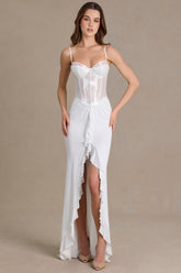 Embellished Lace Corset Gown in White