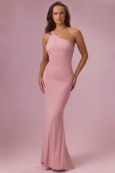 Vestido de dama de honor de punto en rosa rubor