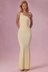 Vestido de dama de honor de punto de jersey en color mantequilla