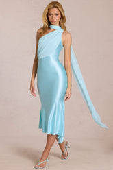 Vestido Midaxi con Detalle de Pañuelo en Aguamarina