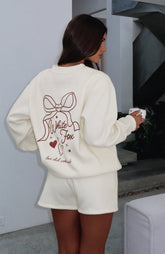 Sudadera Oversize Love You Forever color crema