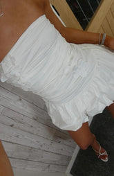 Minivestido sin tirantes Flower Beat blanco