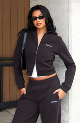 Sudadera con capucha y cremallera frontal delgada, cómoda y bonita, color carbón