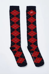 knee length socks - navy argyle