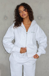 Sudadera con capucha de cremallera frontal Boxy Test Drive gris jaspeado