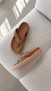Arley Slide - Sandstone Faux Suede