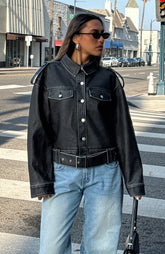 Chaqueta In This World PU Biker Lavado Carbón