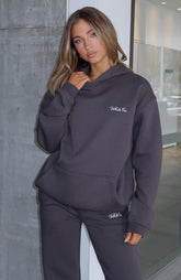 Sudadera con capucha oversize Match Your Words color carbón