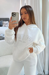 Sudadera con capucha extragrande Missed Flights blanca