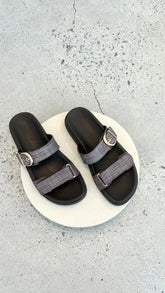 Aggie Slide - Chocolate Raffia