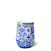 Swig Indigo Tiles Stemless Wine 12oz