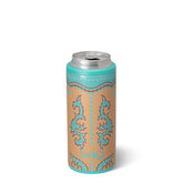 Swig Boot Scootin' Turquoise Skinny Can Cooler 12oz