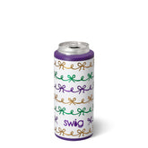 Swig Mardi Gras Bows Skinny Can Cooler 12oz