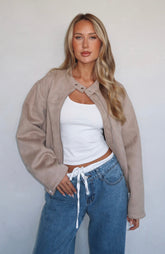 Chaqueta bomber de ante sintético Watchin' Out color arena