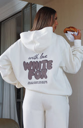 Sudadera con capucha oversize Always With Love color crema
