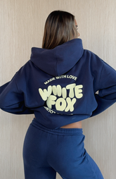 Sudadera con capucha oversize "Con amor para ti" azul marino