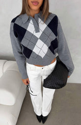 Suéter Cinzia de Punto Argyle Azul Marino Invierno