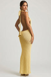 Boucl¨¦ Halterneck Maxi Dress in Yellow