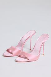 Sandalia mule de tacón en rosa suave