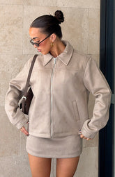 Chaqueta de Falso Ante Como los Viejos Tiempos Color Arena