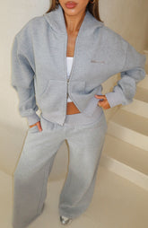 Sudadera con capucha y cremallera frontal holgada Come A Long Way gris jaspeado