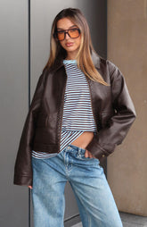 I Know Love Chaqueta de PU Chocolate
