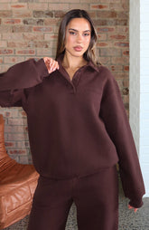 Suéter Henley extragrande Chill Moves Chocolate