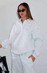 Suéter Henley Holgado Chill Moves Gris Jaspeado