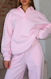 Sudadera extragrande estilo Henley Chill Moves - Rosa
