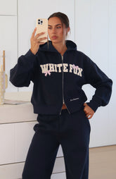 Sudadera con capucha Madeline Daydreamers con cremallera frontal, azul marino