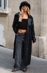 Do I Ever Gabardina de PU Negra