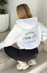 Sudadera con capucha y cremallera frontal Boxy Just Try Again Gris jaspeado