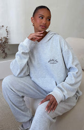 Sudadera extragrande con capucha Moving Out Waffle de color gris marga claro