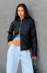 Chaqueta de PU "Nunca Posible" Negra