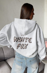 Sudadera Oversize Estampada Offstage Gris Jaspeado/Leopardo