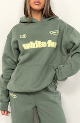 Sudadera con capucha oversize lista para llevar, color caqui