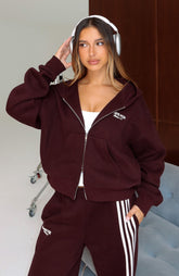 Lanzamiento 15 Sudadera con capucha y cremallera Asalia Boxy color ciruela