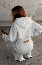 Sudadera Corta con Capucha Stay Lifted Gris Oscuro Veteado