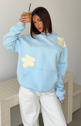 Sudadera con capucha extragrande Sunkissed Bloom azul