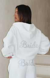 La sudadera con capucha y cremallera frontal holgada The Bride, blanca