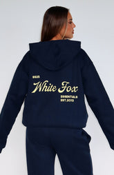 Sudadera con capucha extragrande "The Good Life" con gráfico trasero, color azul marino