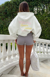 Sudadera con capucha y cremallera delantera holgada extragrande Viola de Verano Sixteen, color blanco