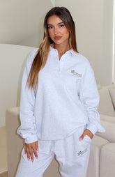 Jersey Henley Oversize No Se Puede Cambiar Gris Jaspeado