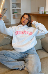 Vol. 1 Sudadera con Capucha Oversize con Gráfico Frontal Gris Jaspeado
