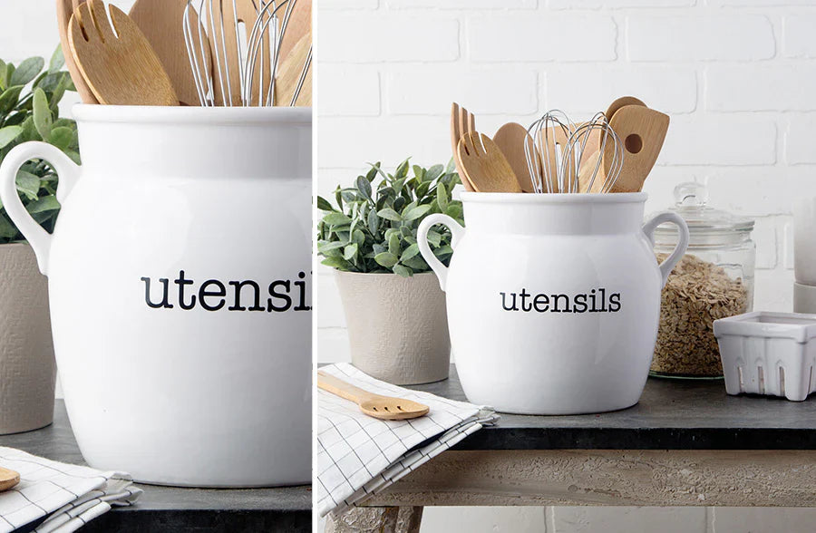 Ceramic Utensils Pot with Handles