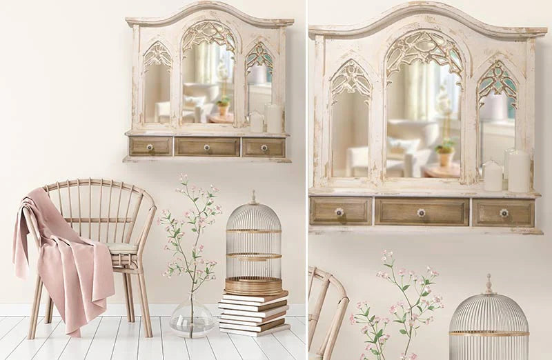 Distressed Mirror Wall Shelf