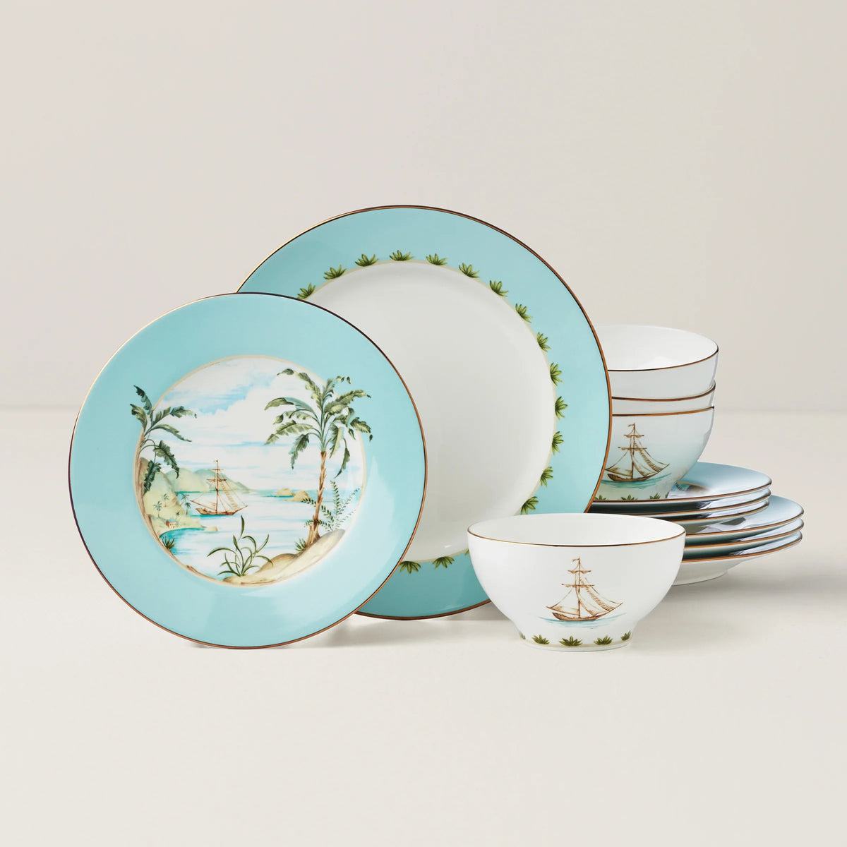 British Colonial Tradewind 12-Piece Dinnerware Set