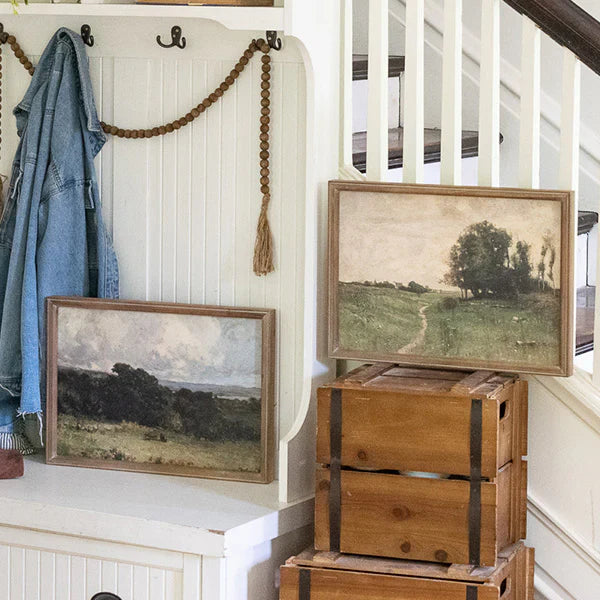 Vintage Inspired Landscape Framed Art, Set of 2